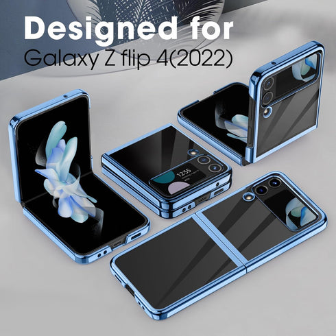 MATEPROX Slim Lightweight Case for Samsung Galaxy Z Flip 3, Clear Back with Electroplated Frame, Light Blue