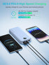 Portable Charger with Built-in Cables and AC Wall Plug, USB C 12000mAh Slim Power Bank Fast Charging for Smart Phones,