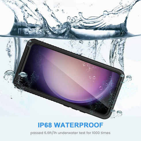 Lanhiem Samsung Galaxy S23+ Plus Case, IP68 Waterproof Dustproof Case with Built-in Screen Protector, Rugged Full Body Shockproof Protective Cover for Galaxy S23 Plus 6.6 Inch, Black/Clear