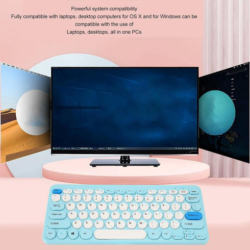 Keyboard and Mouse Combo, Cute Retro Typewriter Keyboard with Round Key, 78 Keys USB Cute Mouse for Desktop, Laptop,
