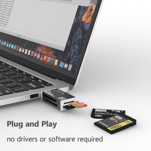 Micro SD Card Reader, 4-in-1 USB Adapter for MS Duo/Pro, M2, SDXC, SDHC, MMC, Micro SDXC, TF Card (1 Pack Black)