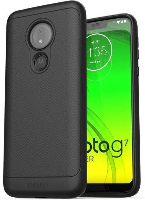 ENCASED Moto G7 Power Case (Thin Armor) - Slim Fit Flexible Grip Phone Cover for Motorola G7 Power, Black
