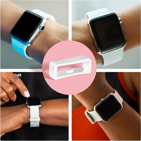 SAVITA 6pcs 20mm Watch Strap Holder Loop, Silicone Watch Band Wristband Keeper Replacement Fastener Rings for Smartwatch