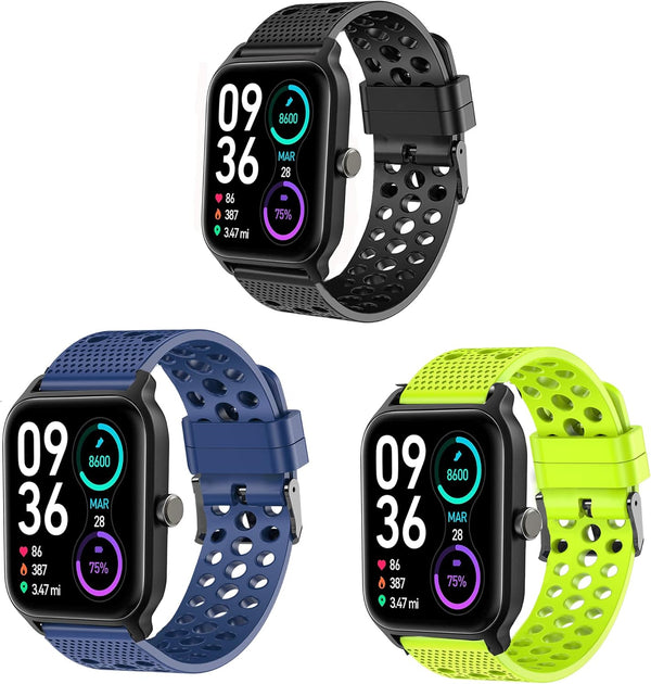 TOOBUR Smart Watch Bands - Lamshaw Silicone Replacement Wristbands with Metal Buckle for IDW13 Smart Watch