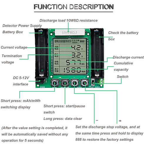 18650 Lithium Battery Capacity Tester, XH M239 Module, High Accuracy MAh MWh Digital Measurement