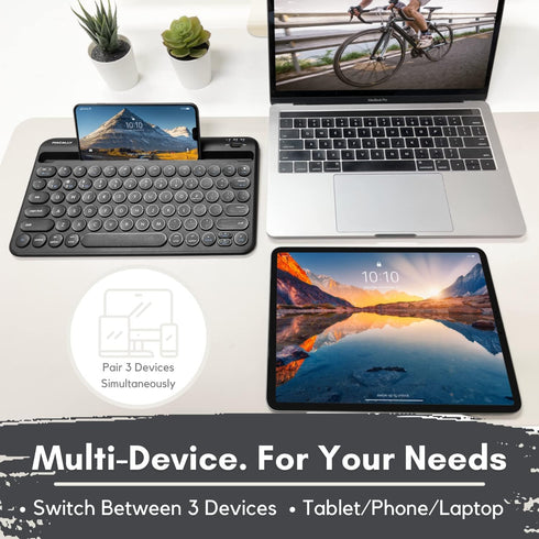 Macally Small Bluetooth Keyboard for iPhone, iPad, and Tablet - Multi Device Compatibility, 78 Key Wireless Keyboard