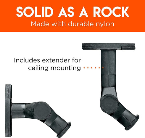 ECHOGEAR Speaker Wall & Ceiling Mount Pair, Universal Design for Vizio, Sony, Tilt & Swivel Without Tools, Easy to