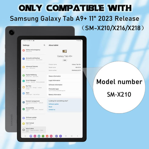 Rugged Case for Samsung Galaxy Tab A9+/ A9 Plus Case 11 inch 2023 - Heavy Duty Shockproof Protective Cover with Kickstand - for Samsung Galaxy Tab A9+ Plus (SM-X210/X216/X218), Black+Sky Blue