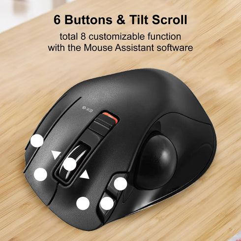 ELECOM EX-G Trackball Mouse, 2.4GHz USB Wireless, Ergonomic Design, 6 Programmable Buttons for Laptop PC