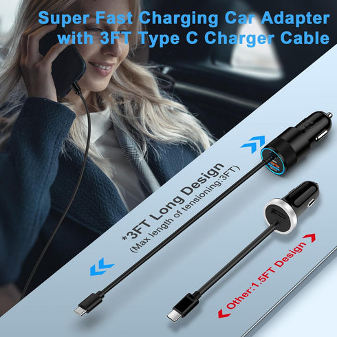 48W Pixel 9 Fast Car Charger Type C Plug Adapter for Google Pixel 9 Pro XL 8a 7 6, Samsung Galaxy S24Ultra A15 5G A35 Z