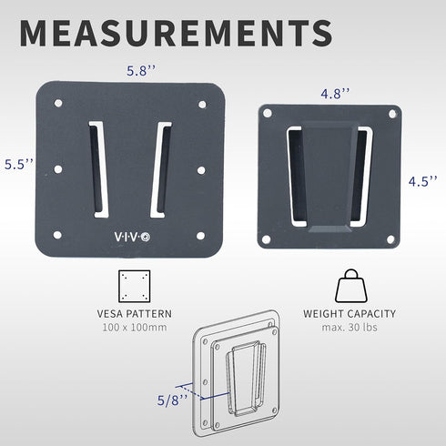 VIVO RV TV Mount Set for 43 inch Screens, Anti-Rust, 30 lbs Capacity, Includes 2 Wall Plates, 1 VESA Bracket, Black
