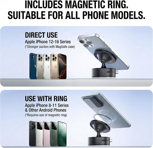 AYAHAIR 360degrees 17 N52 16 15 14 13 12 Vacuum Magnetic Car Phone Mount Rotation Phone Holder for Car Magnets Strong