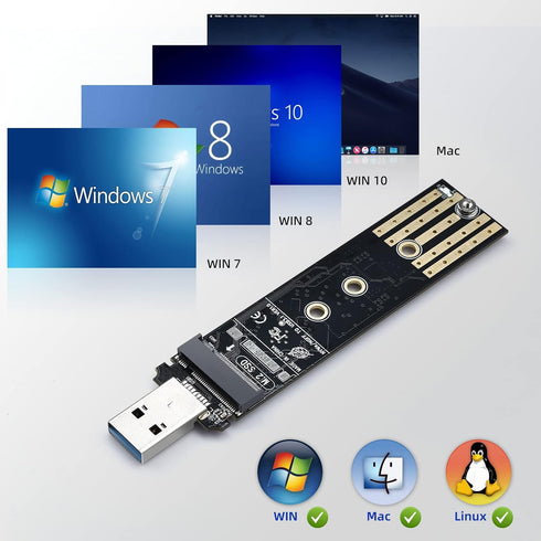ELUTENG M.2 to USB Adapter, Dual Protocol M.2 NVME SATA Hard Drive USB3.1 Gen2 10Gbps Reader for 2280 2260 2242 2230 SSD