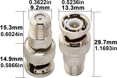 Boobrie F-Type to BNC Coax Adapter, 5 Pack BNC/F Female Coaxial Cable Connector for CCTV Camera and Satellite Scanner