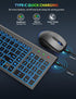 SABLUTE Wireless Keyboard and Mouse Combo - Backlit Compact Quiet Keyboard with RGB Mouse, Rechargeable, Slim