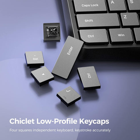 Wired Quiet Multimedia USB Computer Keyboard, Silent with Low Profile Chiclet Keys, Full Size for Laptop/Desktop