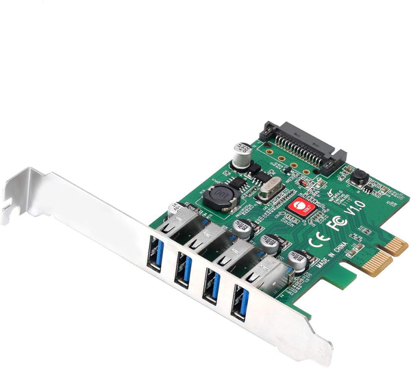 SIIG Dual Profile USB 3.0 4-Port PCIe 2.0 Host Expansion Card Adapter for Windows Desktop PC