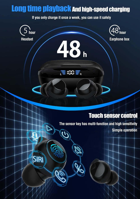 True Wireless Earbuds Bluetooth 5.3, Waterproof IPX7 Earbuds for iPhone Android, Sports Workout Running Headphones