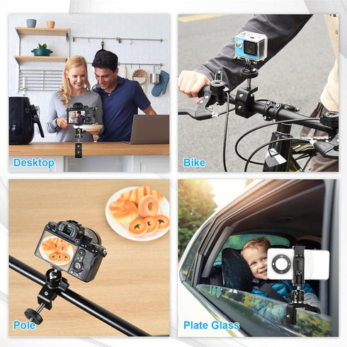 UTEBIT C-Clamp with Mini Ball Head, Desk Clamps Set Aluminum with 1/4 Thread Hole, C-Clamp Mount 360 Degree Rotation