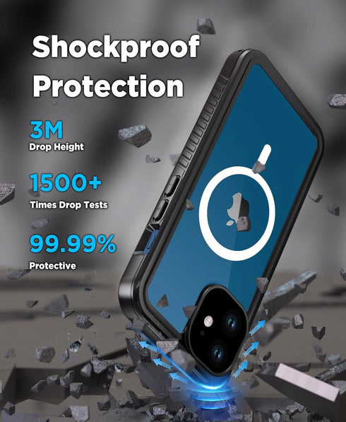 Beeasy Waterproof Case for iPhone 12 (6.1"), 360 Degree Outdoor Protective Magnetic Phone Case - Black