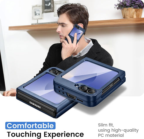 Ruky Galaxy Z Flip 6 Case, Hard PC Ultra Slim Anti-Scratches Shockproof Wireless Charging Phone Case with Built-in Back