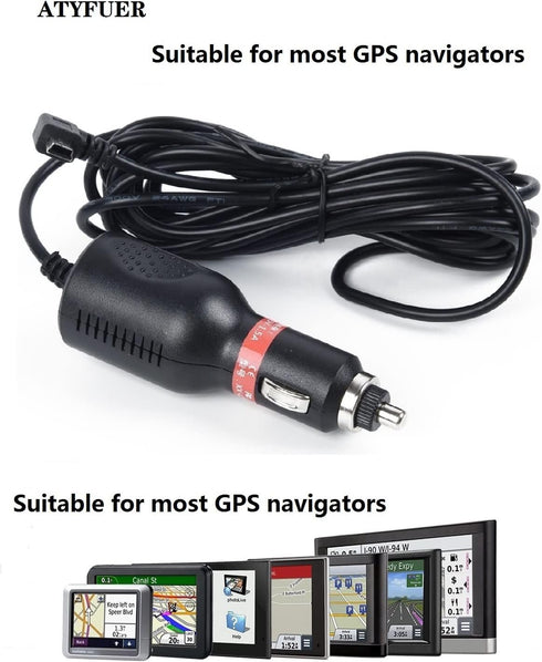 Dash Cam Charger Cable GPS Navigator Power Cord for Dash Cam GPS MP3 Player Charging for 12V Car and 24V Truck.