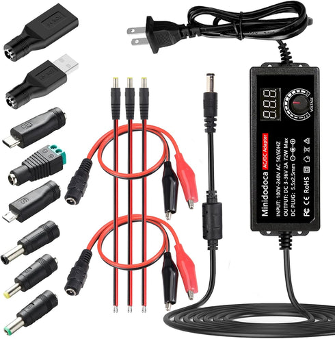 minidodoca 72W Power Supply Adjustable DC 3V ~ 36V Variable Universal Switching AC/DC