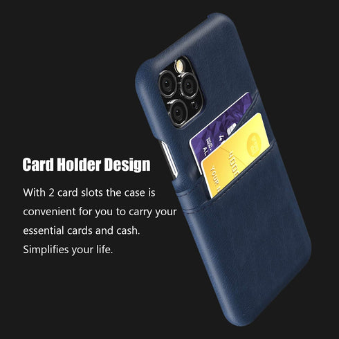 QLTYPRI iPhone 11 Pro Case Wallet, Ultra Slim Vintage Synthetic Leather Card Case with 2 Card Slots, Navy