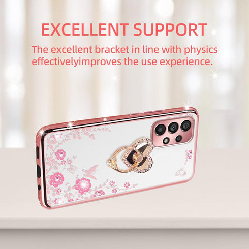 for A52 Samsung Phone Case, Samsung A52 Case for Women, Glitter Crystal Soft TPU Cover - Rose Gold