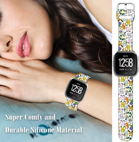 Pikacu Sea Turtle Anime Bands, Soft Sport Silicone Cartoon Strap Compatible with Fitbit Versa 2/Versa/Versa Lite/Versa