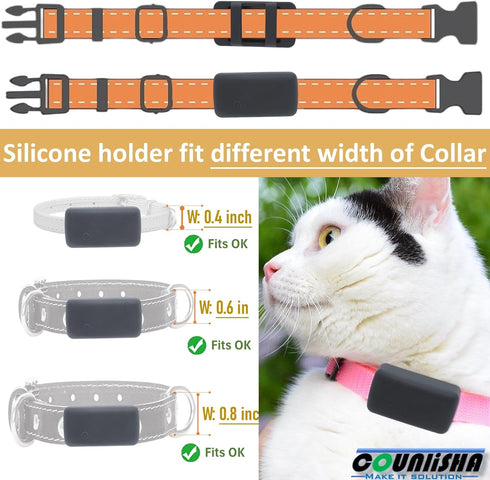 Counlisha (Black,2 Pack) Silicone Holder Compatible for Tractive cat mini Tracker,Rubber Accessories Cover tag