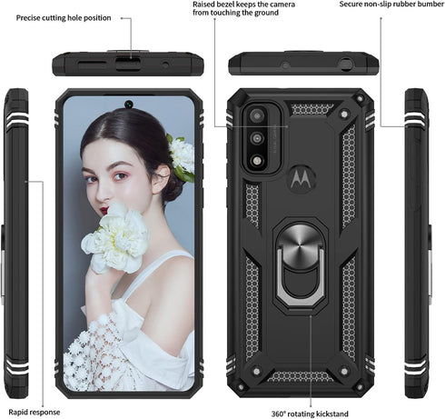 LeYi Military-Grade Phone Case for Moto G Play 2023/G Pure/G Power 2022, with 2 Pcs Screen Protectors (Black)