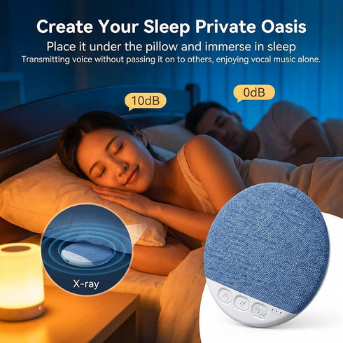 Tocualvoss Ultra-Thin Bluetooth Pillow Speaker,Mini Portable Under Pillow Speaker with White Noise Timer Wireless Sleep