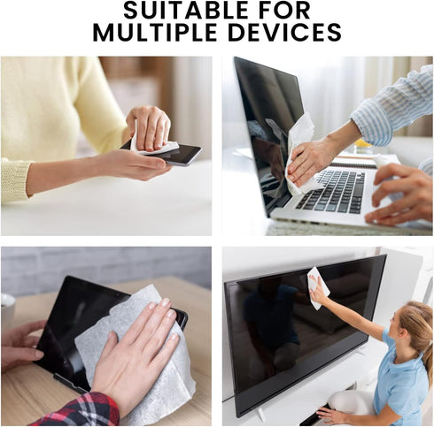 EVEO Electronic Wipes Screen Cleaner, TV Screen Cleaner Wipes, Laptop and Monitor Cleaner, 90 Wipes + Microfiber Cloth