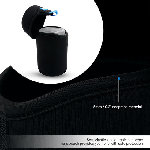 JJC Water Resistant Neoprene Camera Lens Pouch Case, Fold-Over Bag for Mirrorless Lenses Up to 3.1 x 4.6