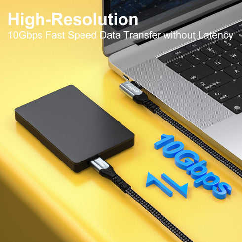 USB C to USB C 3.1 Gen 2 Cable 6ft 90-Degree Fasgear Type C 100W Cord 4K@60Hz Video Output 5A Power Delivery Charging Wire Compatible for MacBook,iPad Pro,Pixelbook,Oculus Link,T5 LaCie SSD (Black)
