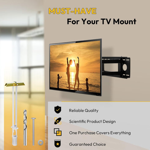 Steel Stud TV Mounting Kit, Metal Stud TV Mount for Tilt & Low Profile, Includes Wall Anchors & Hardware