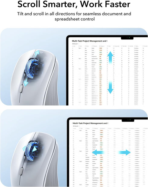 ESR 5.0 2.4 MagMouse Snap-to-Carry Bluetooth Mouse, Rechargeable Wireless Mouse for Laptop with Built-in Charging