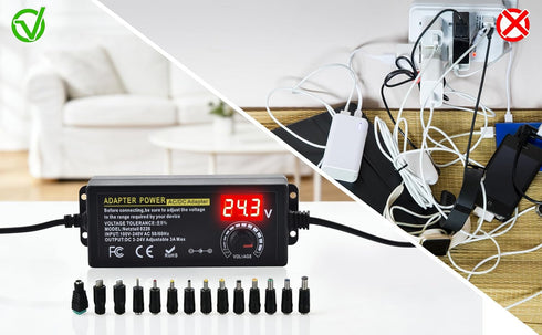Amtake 72w 3V 24V 100V-240V Display,14pcs Tips,4-Way Universal Power Supply Adjustable DC ~ Variable Switching AC/DC