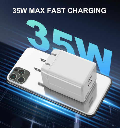 35W USB C Charger, TRYTHINK Dual Port Compact Foldable GaN PD Fast Wall Charger, 2 Pack