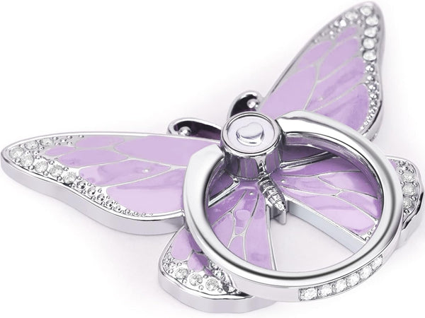 Butterfly Cell Phone Ring Grip Holder, 360 Degrees Rotation Phone Ring Grip Stand, Metal Finger Kickstand Compatible