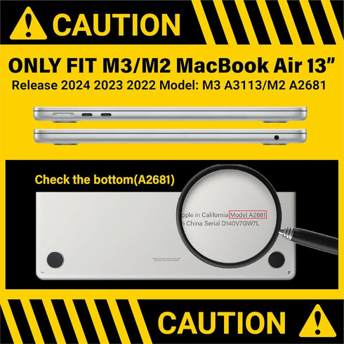 IBENZER MacBook Air 13 inch Case Compatible with 2024 2023 2022 M3 A3113 M2 A2681, Hard Shell & Sleeve