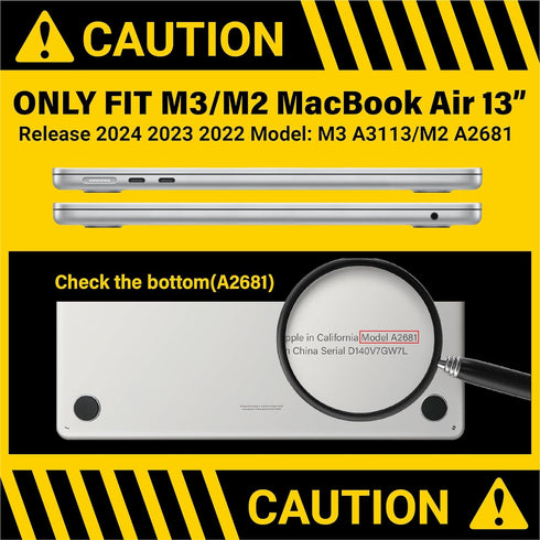 IBENZER Compatible with 2024 2023 2022 MacBook Air 13 inch Case - Hard Shell, Sleeve, Keyboard Cover, Type-C Adapter