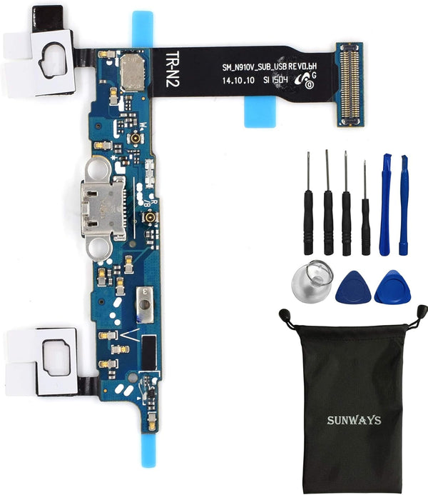 sunway Cell Phone Replacement Part for Samsung Galaxy Note 4 N910V Charging Port Plug Flex Cable + Earphone Jack +