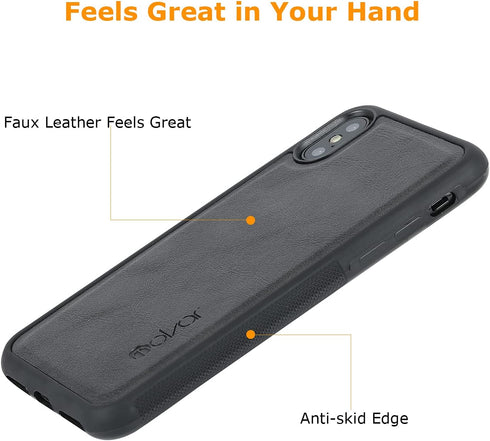 molzar GripBig Series Case for iPhone Xs and iPhone X, Built-in Metal Plate for Magnetic Mount, Black/Black