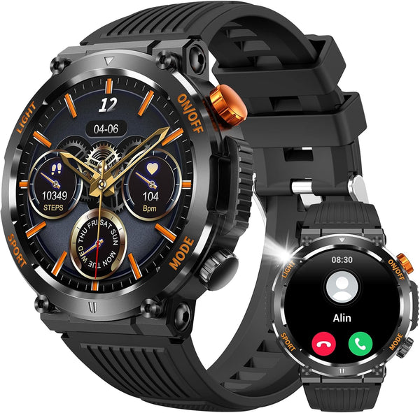 Military Smart Watch for Men, Outdoor Waterproof Tactical Sports, Answer/Make Call, Heart Rate Sleep Monitor