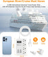 European Travel Plug Adapter, US to Europe Travel Power Strip with 6 USB (2 USB C) 4 Outlets, 3ft Extension Cord