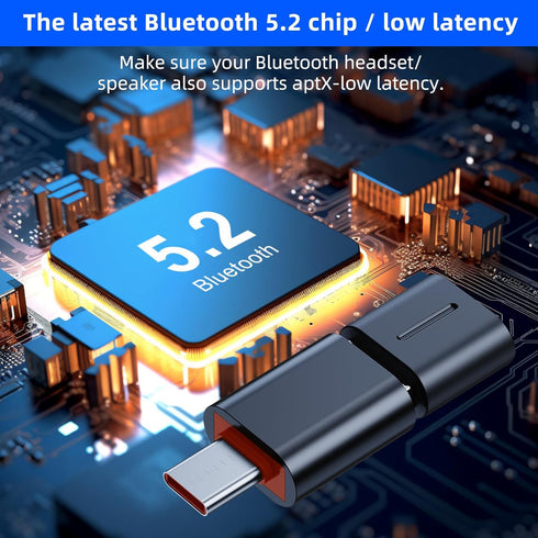 Smof USB Bluetooth Audio Adapter with USB C Conversion for PS5, PS4, Switch, Mac, aptX Low Latency
