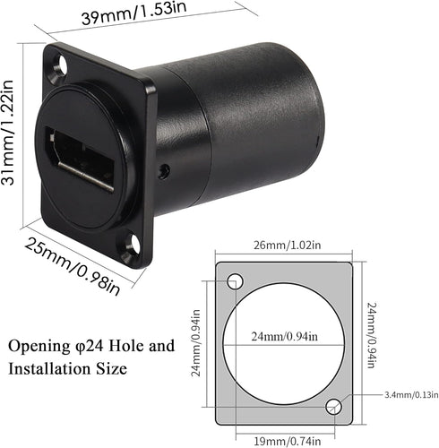 QIANRENON DP1.4 Panel Mount Connector 8k@60hz Displayport Female to Female Coupler for HD Digital Audio/Video