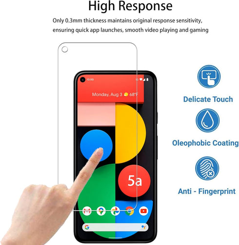 Easy Alignment Frame for Google Pixel 5a 5G, Tempered Glass Screen Protector 2-Pack + Camera Lens Protector Film 2-Pack